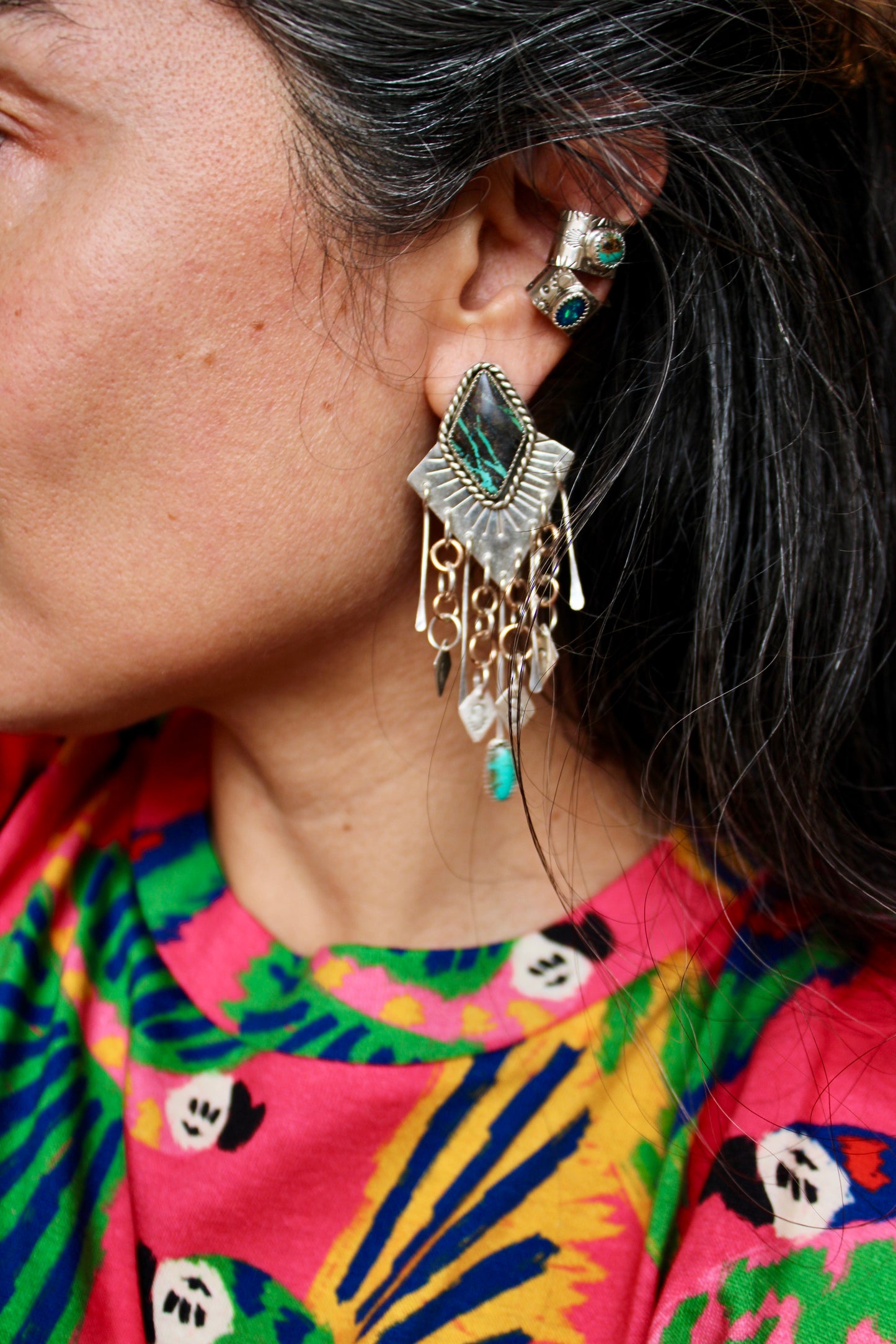 EAR CUFFS Turquoise&Silky Star Sapphire