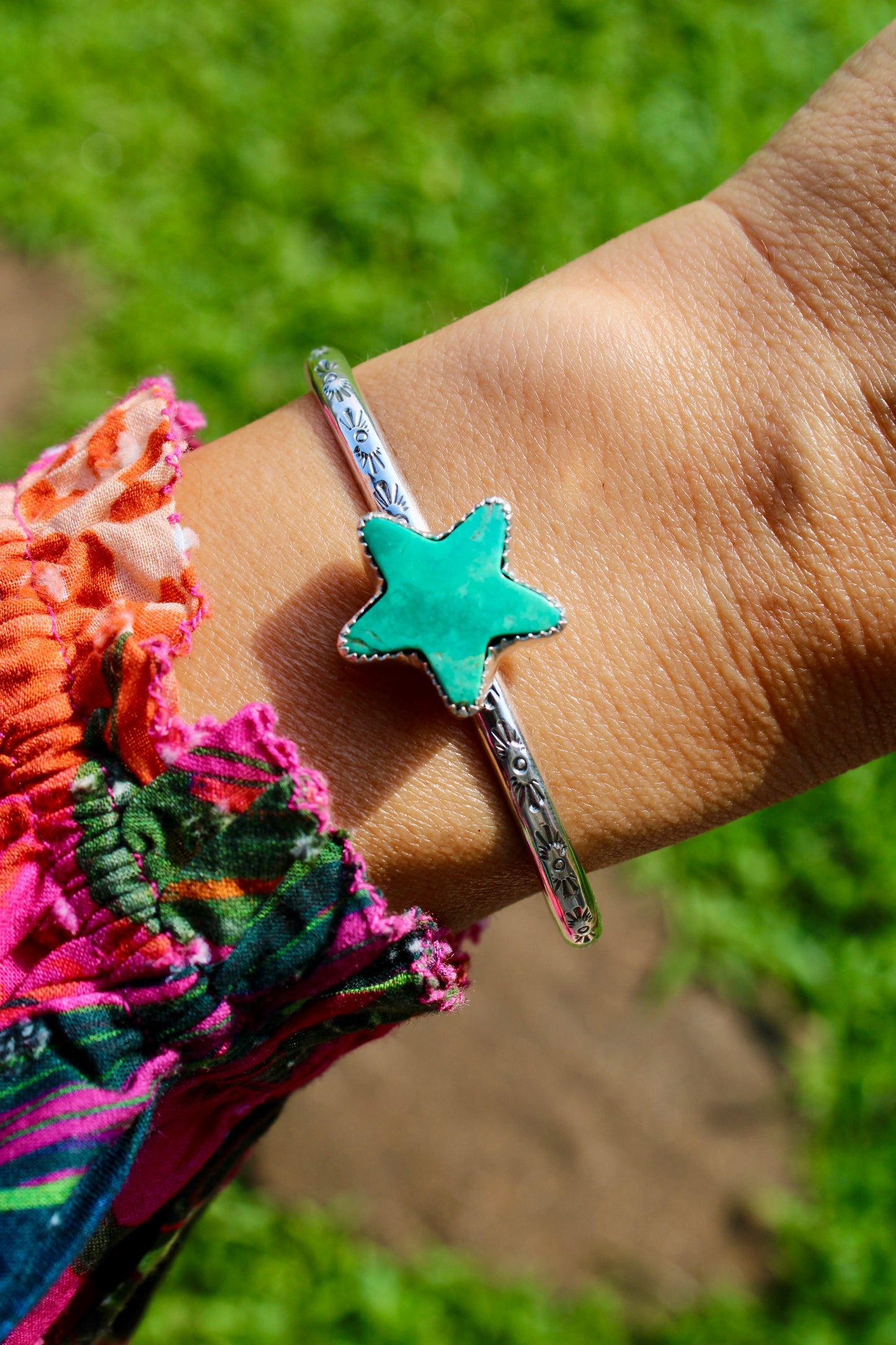 CHILEAN TURQUOISE STAR CUFF BRACELET