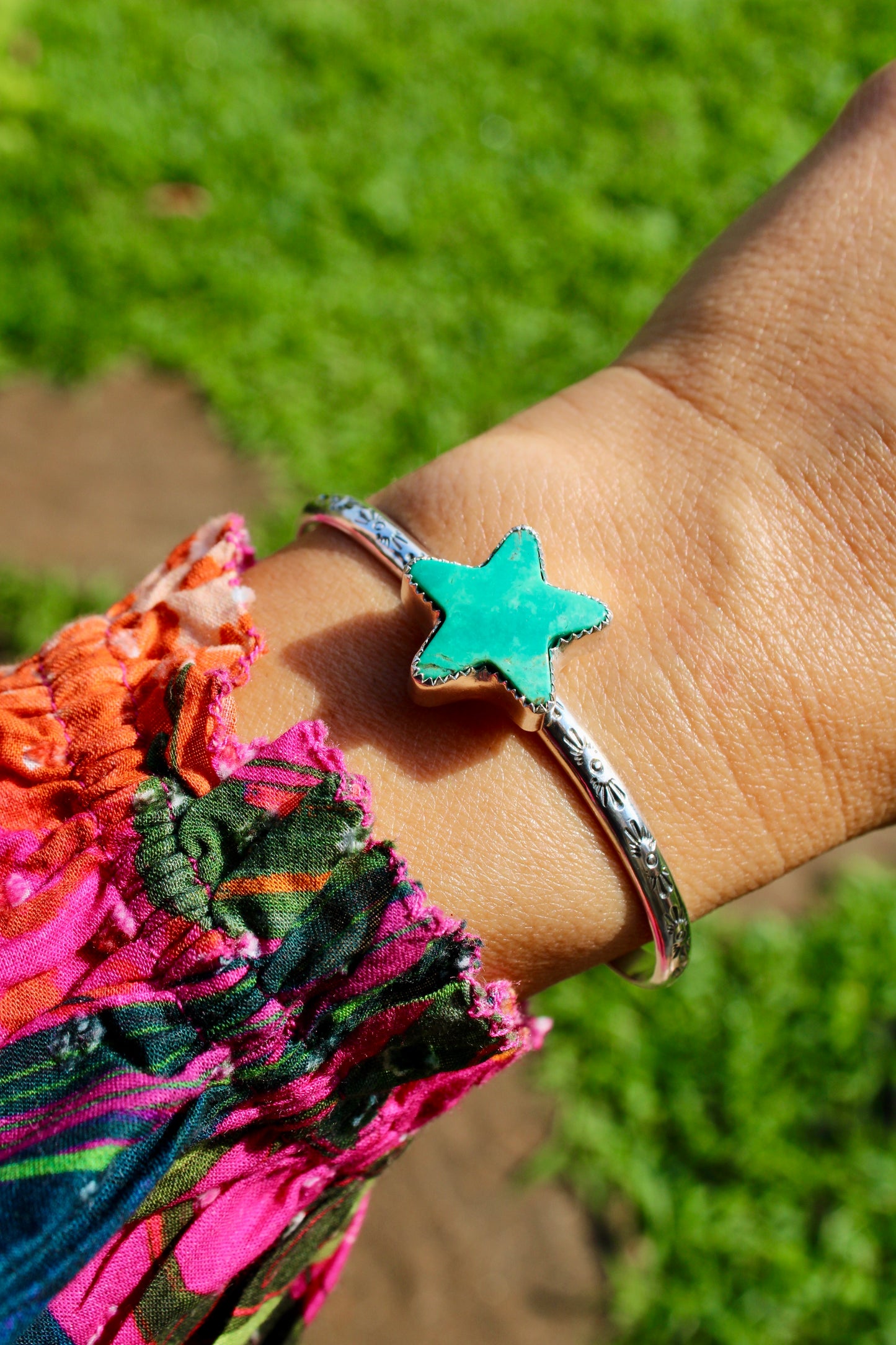 CHILEAN TURQUOISE STAR CUFF BRACELET