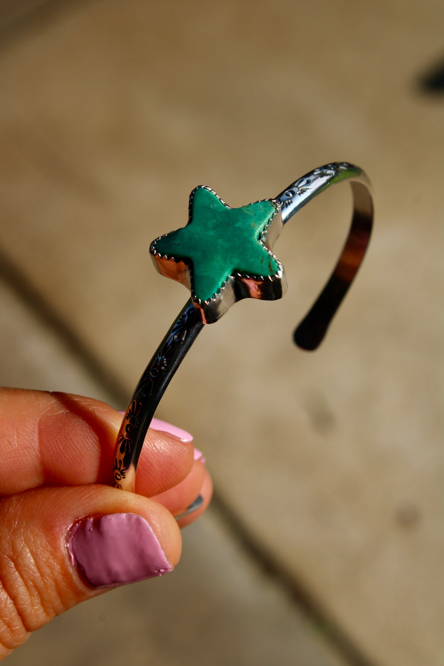 CHILEAN TURQUOISE STAR CUFF BRACELET