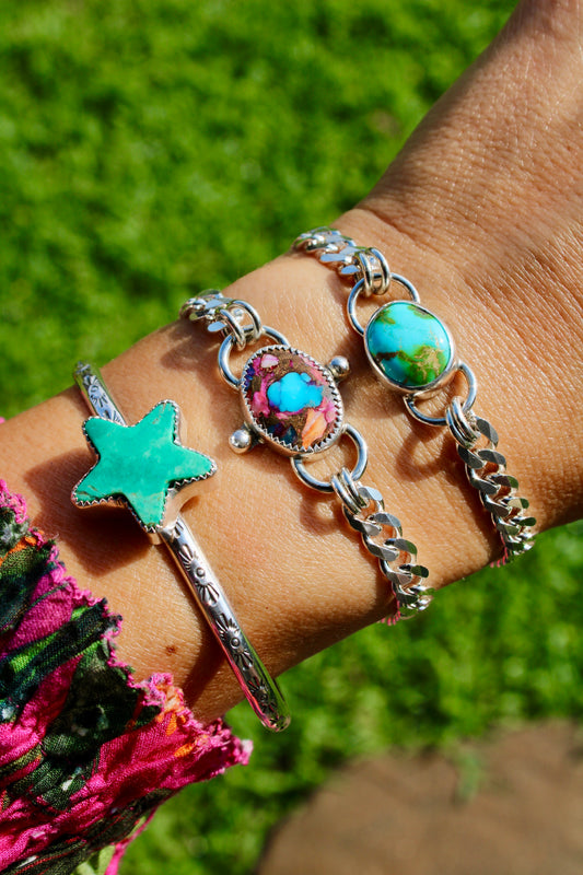 CHILEAN TURQUOISE STAR CUFF BRACELET