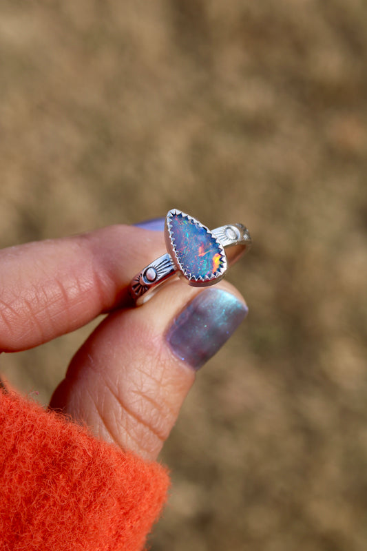 Coober Pedy Opal Doublet Ring Size 8.25