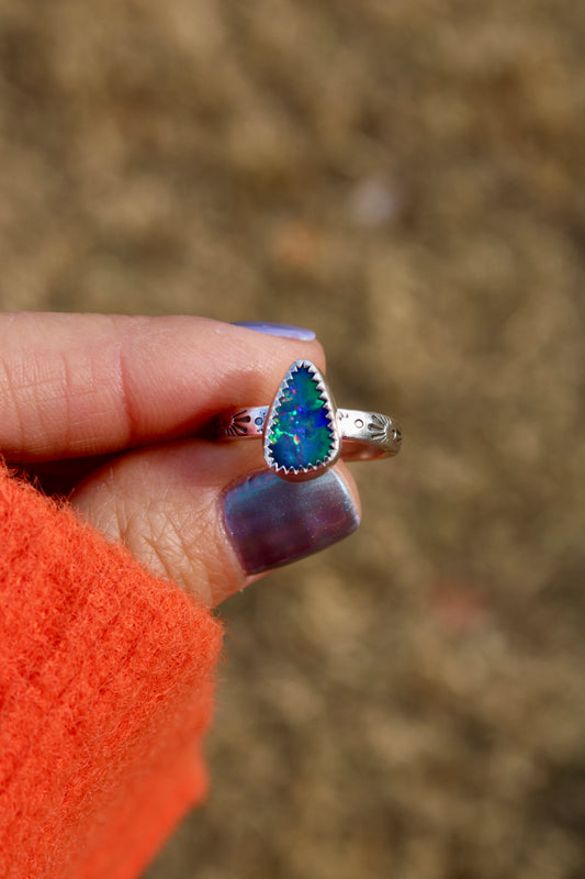 Coober Pedy Opal Doublet Ring Size 6.75