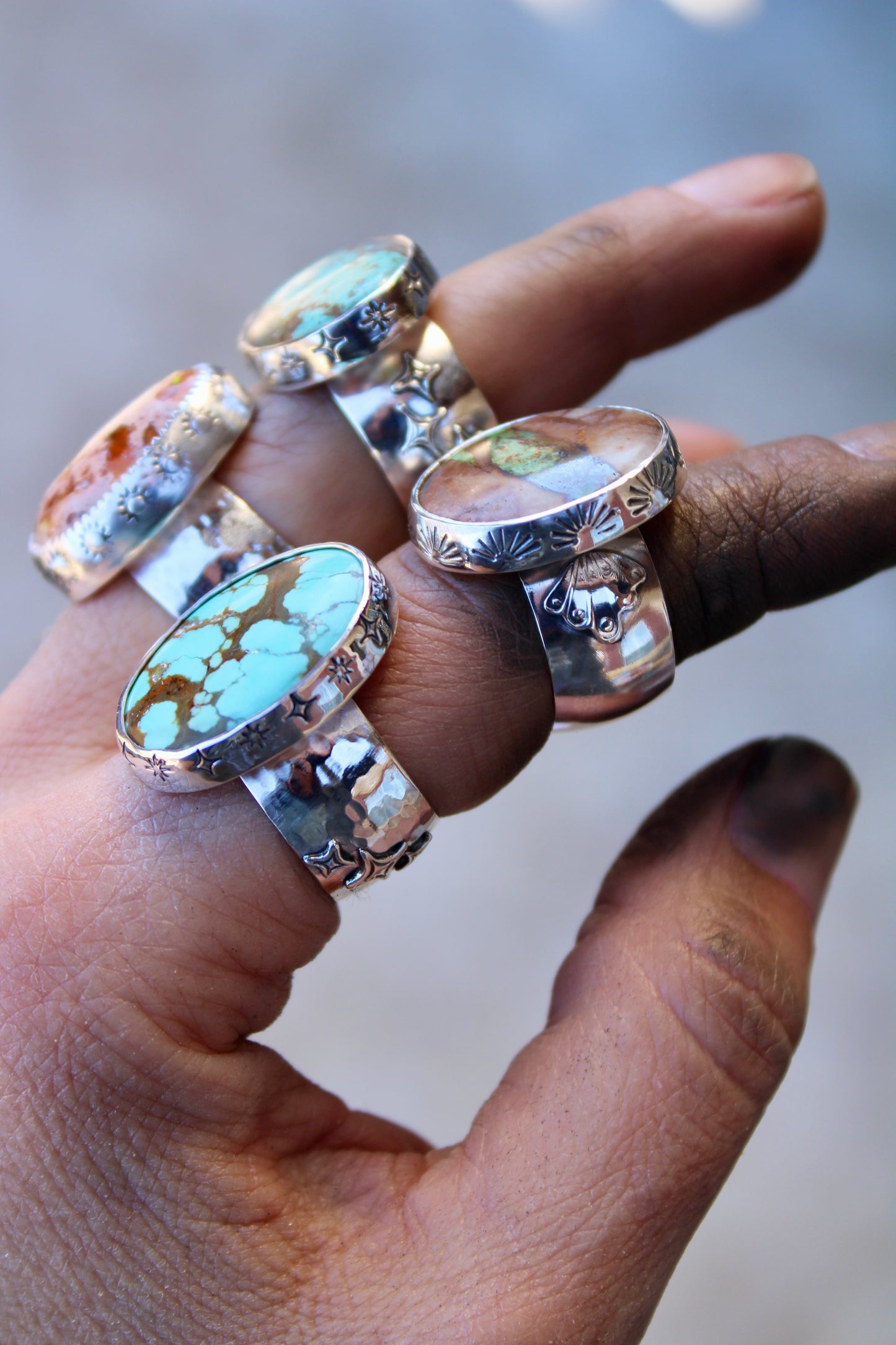 Number 8 Turquoise Chunky Ring Size 8.5
