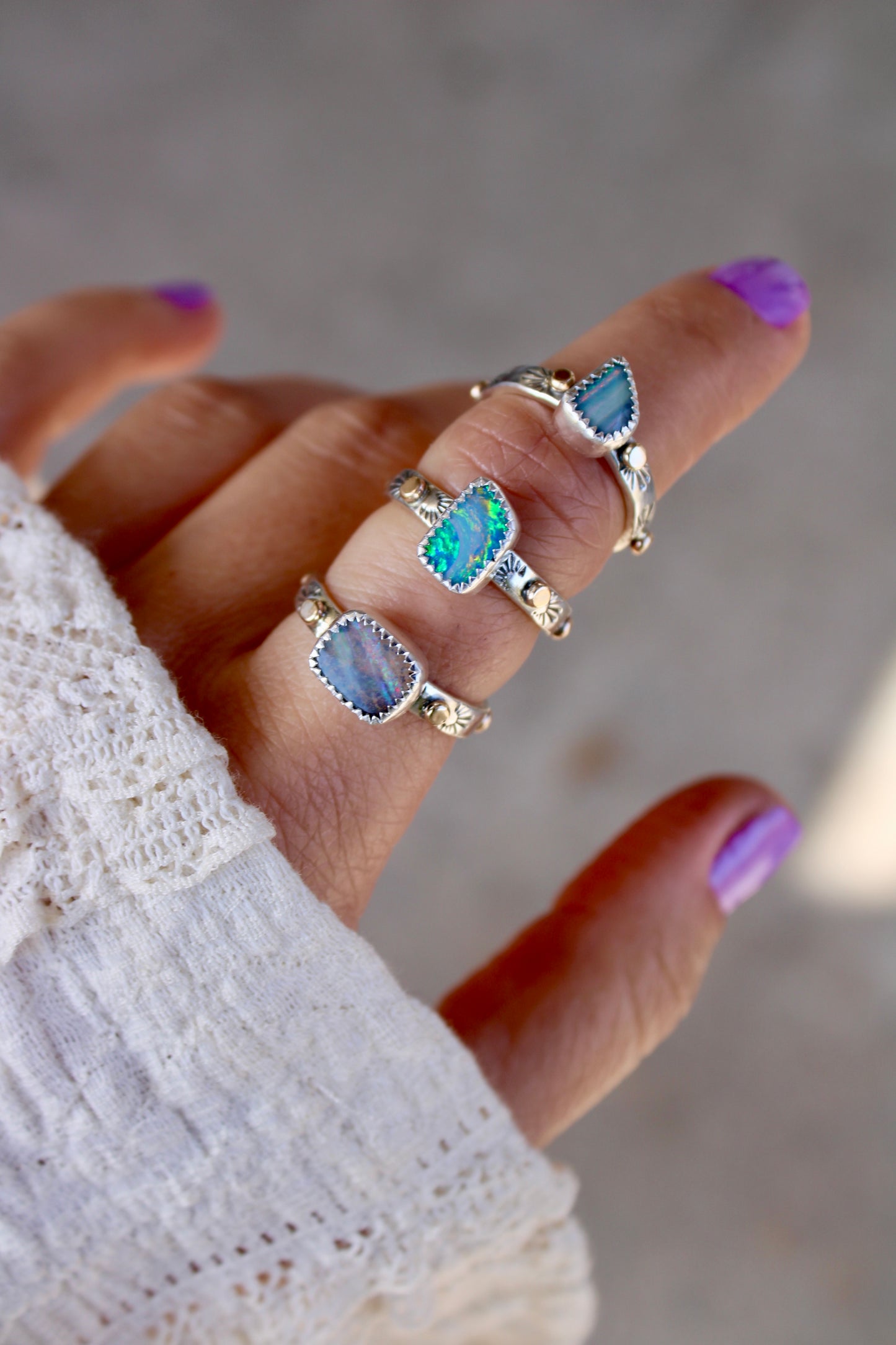 Opal Doublet Golden Path Ring Size 7.75 ( with 10k gold )