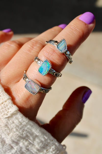 Boulder Opal Golden Path Ring Size 6.75 ( with 10k gold )