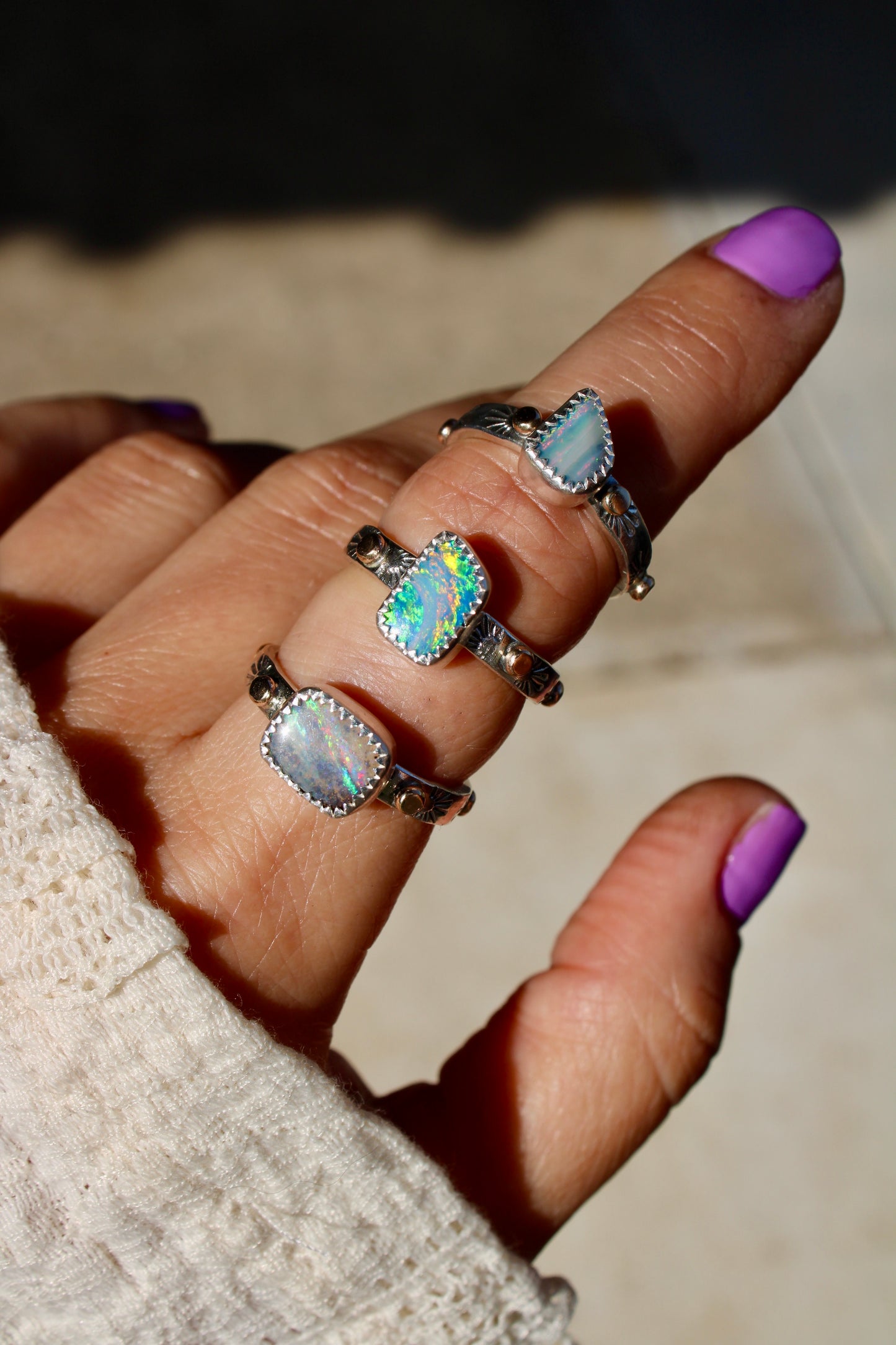Opal Doublet Golden Path Ring Size 7.75 ( with 10k gold )