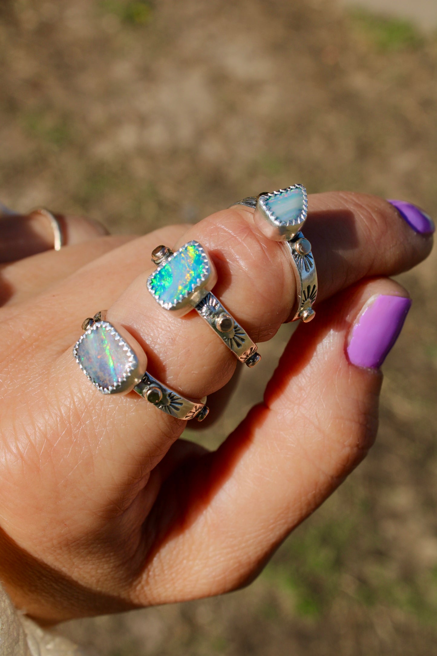 Opal Doublet Golden Path Ring Size 7.75 ( with 10k gold )