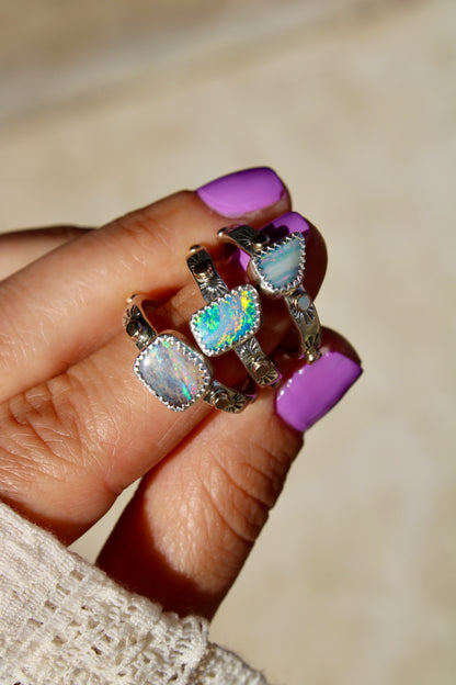 Boulder Opal Golden Path Ring Size 6.75 ( with 10k gold )