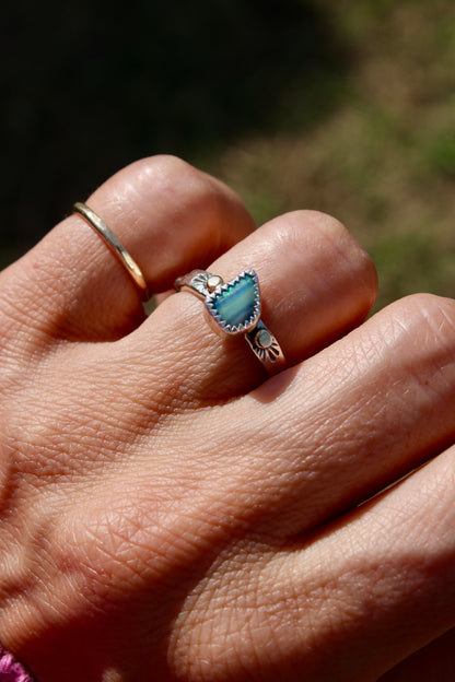Boulder Opal Golden Path Ring Size 6.75 ( with 10k gold )