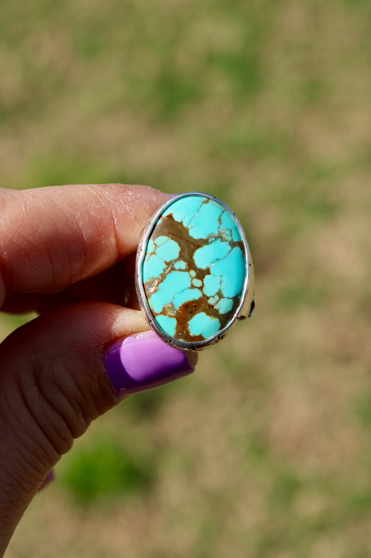 Number 8 Turquoise Chunky Ring Size 8.5
