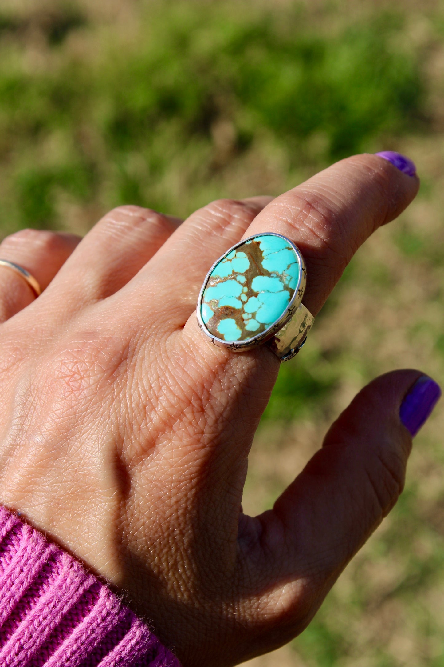 Number 8 Turquoise Chunky Ring Size 8.5