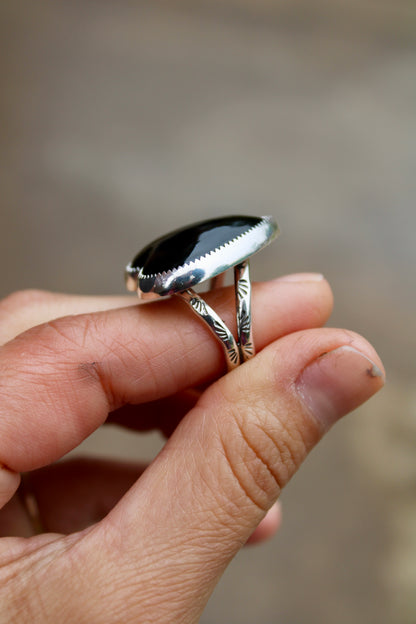 Onyx Heart Ring Size 7.5