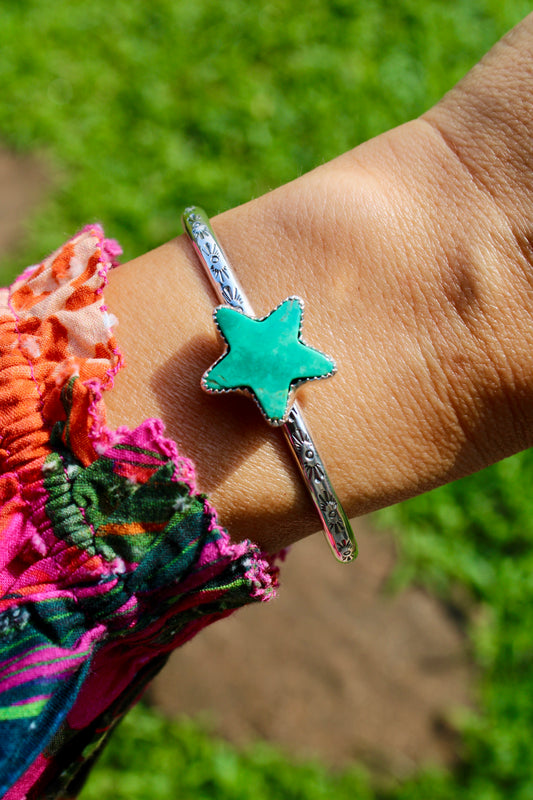 CHILEAN TURQUOISE STAR CUFF BRACELET