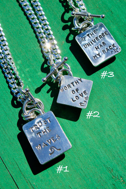 NOTE TO SELF REMINDER NECKLACES