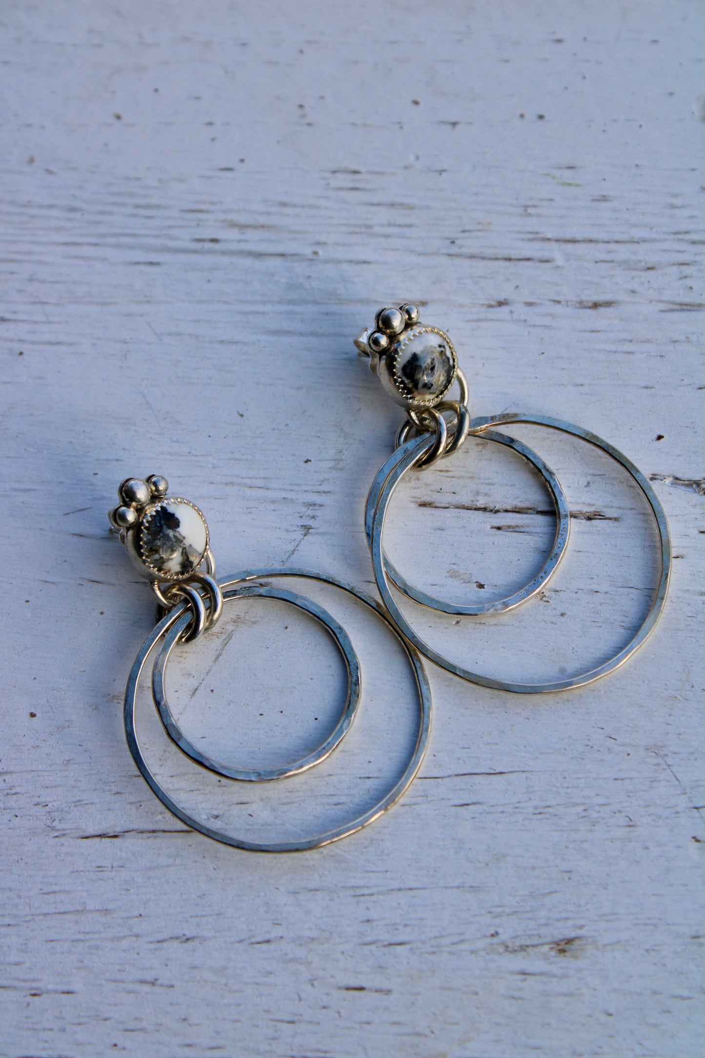 WHITE BUFFALO HOOP EARRINGS
