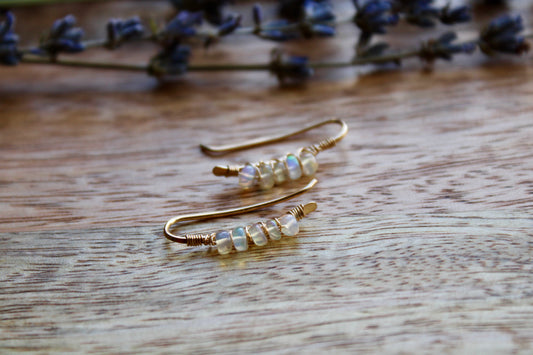ETHIOPIAN OPAL EAR CLIMBERS